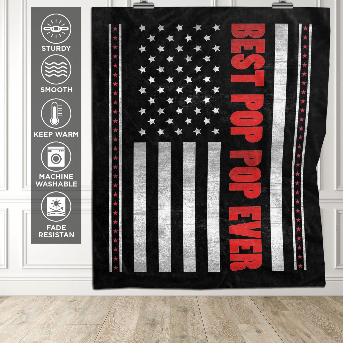 4. Best Pop Pop Ever Blanket (Features Mockup)