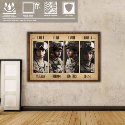 Alternative view of Personalized Photo I Am A Veteran I Love Freedom I Wore Dog Tags Canvas Prints - Women Veteran Unframed Poster