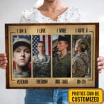 Personalized Photo I Am A Veteran I Love Freedom I Wore Dog Tags Canvas Prints - Women Veteran Unframed Poster