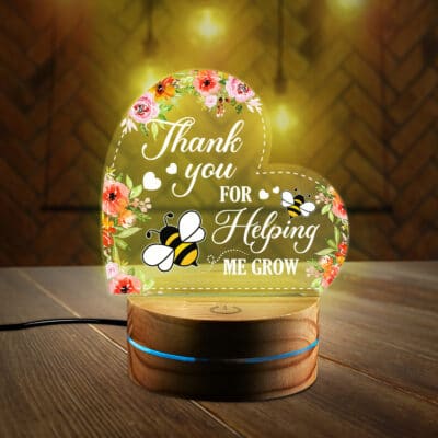 Thank You for Helping Me Grow Teacher Appreciation Gifts for Women Heart Led Light - Teacher Gifts from Student for Nurse Graduation Retirement