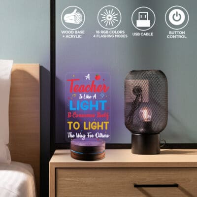 Alternative view of Teacher Is Like a Light Night Light - Teacher Appreciation Gifts Led Light - Teacher Gifts from Student Table Decoration for Teachers