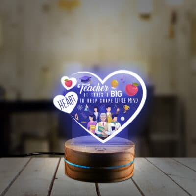 Teacher It Takes A Big heart Night Light - Teacher Appreciation Gifts Heart Led Light - Teacher Gifts from Student Table Decoration for Teachers