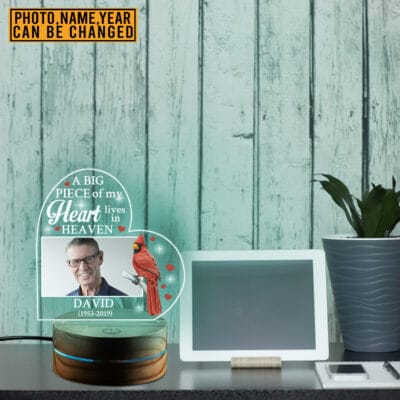 Alternative view of Personalized Photo A Big Piece Of My Heart Lives In Heaven Memorial Night Light