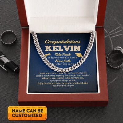 Custom Congratulations Take Pride In How Far You've Come Cuban Link Chain Necklace Senior 2023