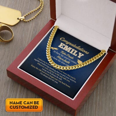 Alternative view of Custom Congratulations Take Pride In How Far You've Come Cuban Link Chain Necklace Senior 2023