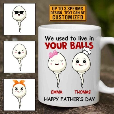 Personalized We Used To Live In Your Balls Happy Father's Day Ceramic Coffee Mug - Beer Stein - Water Bottle