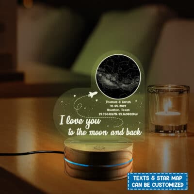 Personalized Star Map I Love You To The Moon and Back Night Light - Unique Anniversary Birthday Presents for Girlfriend Funny Family Room Decoration