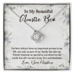 To Auntie Bev Pendant Necklace - Alluring Beauty Necklace, Best Aunt Gifts, Best Aunt Ever Jewelry Gift, Christmas Gift for Aunt, Aunts Necklace