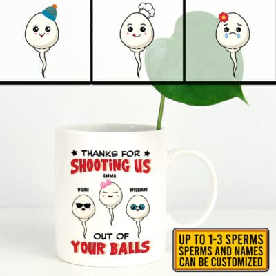 Alternative view of Personalized Thanks For Shooting Me Out Of Your Balls Funny Father's Day Ceramic Coffee Mug - Beer Stein