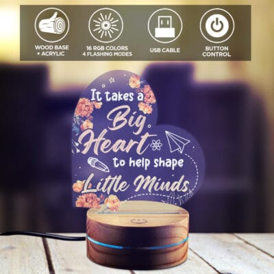 Alternative view of Teacher It Takes A Big Heart Led Light - Teacher Appreciation Gifts Heart - Teacher Gifts from Student Night Light