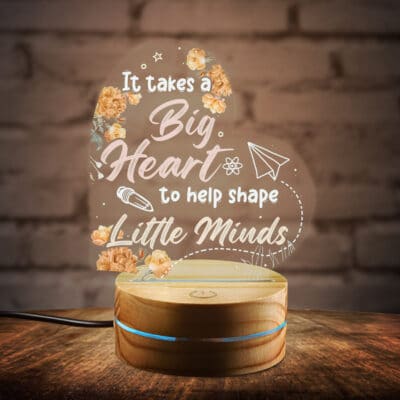 Teacher It Takes A Big Heart Led Light - Teacher Appreciation Gifts Heart - Teacher Gifts from Student Night Light