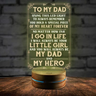 To My Dad My Dad My Hero Night Light Gifts - Best Dad Birthday Gifts from Daughter Son - Father's Day Gift for Dad