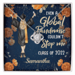 Personalized Class of 2022 Graduation Message Card Necklace - Graduation Gifts for Her Him - Custom Clipart Even a Global Pandemic Jewelry