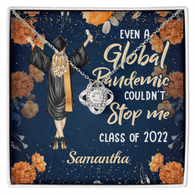 Personalized Class of 2022 Graduation Message Card Necklace - Graduation Gifts for Her Him - Custom Clipart Even a Global Pandemic Jewelry
