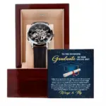 To The Handsome Graduate On Your Special Day Openwork Watch - Graduation Watch Gifts For Men