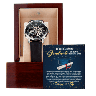 To The Handsome Graduate On Your Special Day Openwork Watch - Graduation Watch Gifts For Men