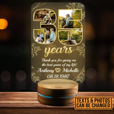 Personalized Happy Anniversary 35th Wedding Gift for Couples - Romantic Custom Gifts for Him or Her - Wedding Anniversary Date LED Light