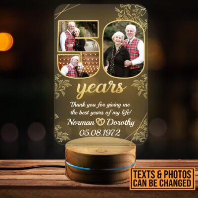 Personalized Happy Anniversary 50th Wedding Gift for Couples - Romantic Custom Gifts for Him or Her - Wedding Anniversary Date LED Light
