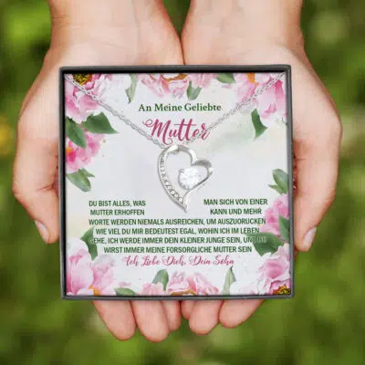 An meine geliebte Mutter - Ich Liebe Dich, Dein Sohn - Forever Love Halskette - To My Beloved Mother Pendant Necklace For Son Love Message Card