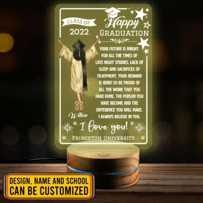Personalized Happy Graduation Night Light Class Of 2022 Custom Gift - Graduation Gifts Masters Led Light for Daughter Son Niece