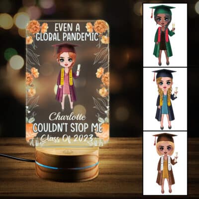 Personalized Clipart Even A Global Pandemic Night Light - Graduation Gifts for Her Him - Custom Class of 2023 Graduation Grad Led Light Gifts