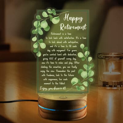 Happy Retirement Night Light Gifts for Women Men- Retirement Appreciation Gift for Mom,Boss,Teachers,Nurse,Friends,Wife,Sister Led Light