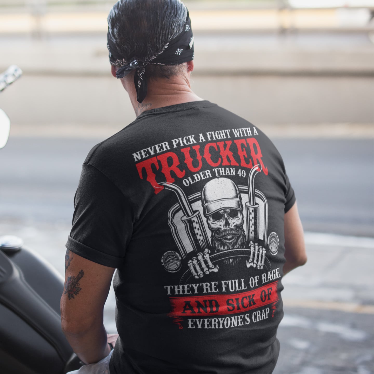 5VT. Trucker Never Pick A Fight back shirt mk2