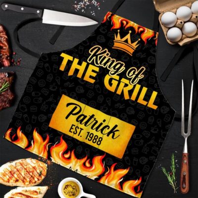 Alternative view of Personalized Aprons For Dad Gifts King Of The Grill Funny Cooking Apron With Three Pockets - Adjustable Neck Strap Fits All Sizes