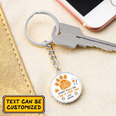 Alternative view of Personalized Funny Gifts For Dad Dad Every Poo I Do It For You Circle Pendant Keychain