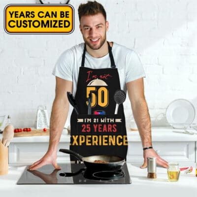 Alternative view of Personalized Kitchen Aprons I'm Not 40 I'm 18 With 22 Years Experience Funny Cooking Apron with Three Pockets - Adjustable Neck Strap