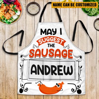 Personalized Aprons For Dad Gifts May I Suggest The Sausage Funny Cooking Apron With Three Pockets - Adjustable Neck Strap