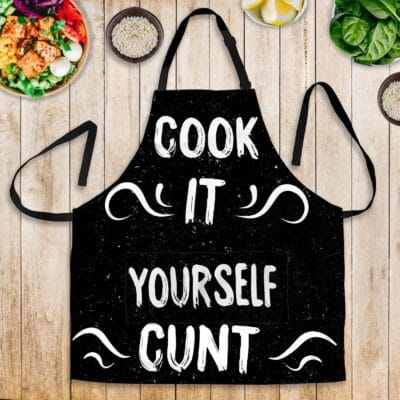 Cook It Yourself Cunt Funny Cooking Apron With Three Pockets - Adjustable Neck Strap Fits All Sizes