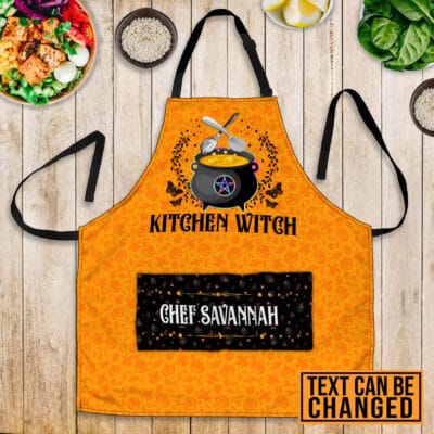 Alternative view of Personalized Halloween Aprons For Women Kitchen Witch Funny Cooking Apron With Three Pockets - Adjustable Neck Strap