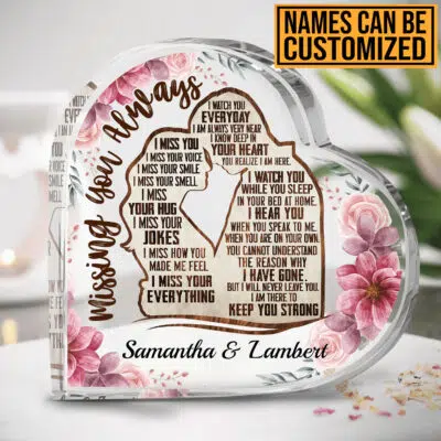 Personalized I Miss You I Miss Your Voice Couple Heart Shaped Acrylic Plaque - Custom Couple Decoration Keepsake