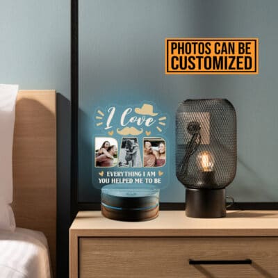 Alternative view of Personalized Photo I Love Dad Night Light - Custom LED Light Gifts for Dad from Kids Daughter Son, Men Birthday Gift Funny Father's Day Decoration Art