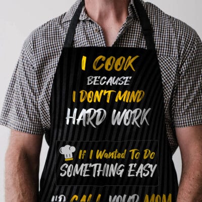 Alternative view of I Cook Because I Don't Mind Hard Work Funny Kitchen Aprons Cooking Apron With Three Pockets - Adjustable Neck Strap