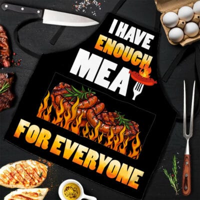 Alternative view of I Have Enough Meat For Everyone Kitchen Aprons Funny Cooking Apron With Three Pockets - Adjustable Neck Strap