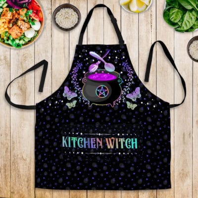 Halloween Aprons For Women Kitchen Witch Funny Cooking Apron With Three Pockets - Adjustable Neck Strap