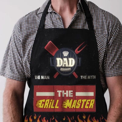 Alternative view of Aprons For Dad Gifts Dad The Man The Myth The Grill Master Funny Cooking Apron With Three Pockets - Adjustable Neck Strap