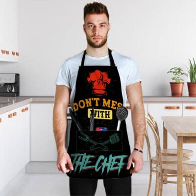 Alternative view of Don't Mess With The Chef Funny Cooking Apron With Three Pockets