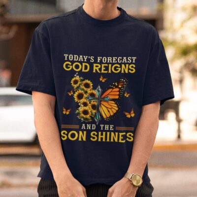 Alternative view of Today's Forecast God Reigns And The Son Shines T-Shirt - V-Neck Shirt
