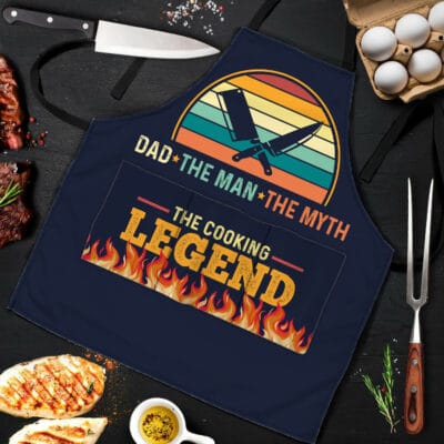 Dad The Man The Myth The Cooking Legend Funny Cooking Apron With Three Pockets