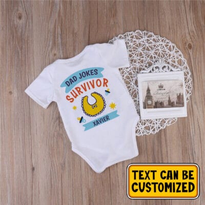 Alternative view of Custom Dad Jokes Survivor - First Father's Day Gifts Matching Onesie T-Shirt