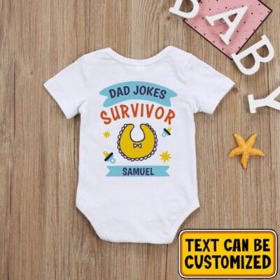 Custom Dad Jokes Survivor - First Father's Day Gifts Matching Onesie T-Shirt