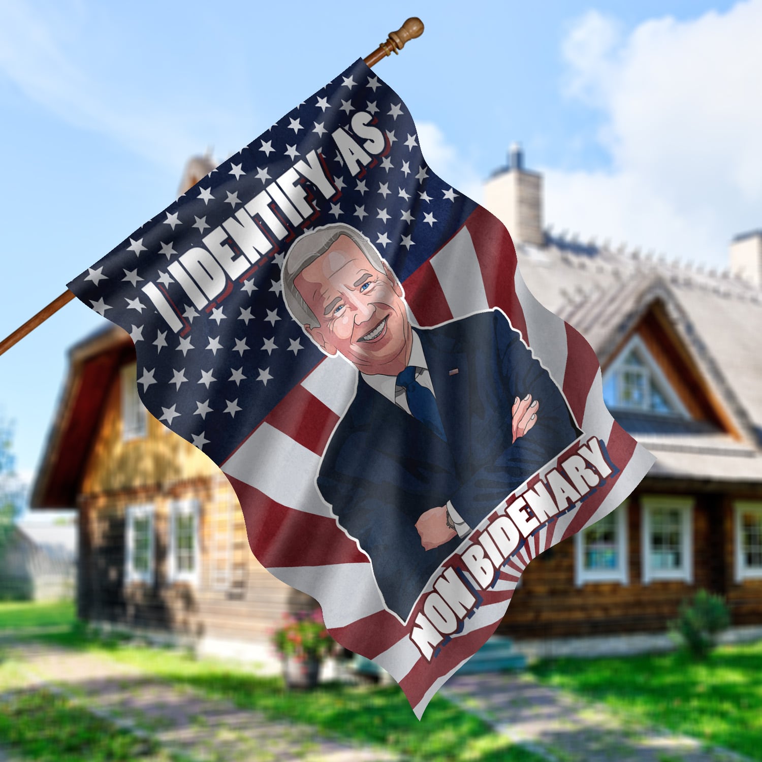 1O. Non Bidenary (30x40) House Flag Mockup 5