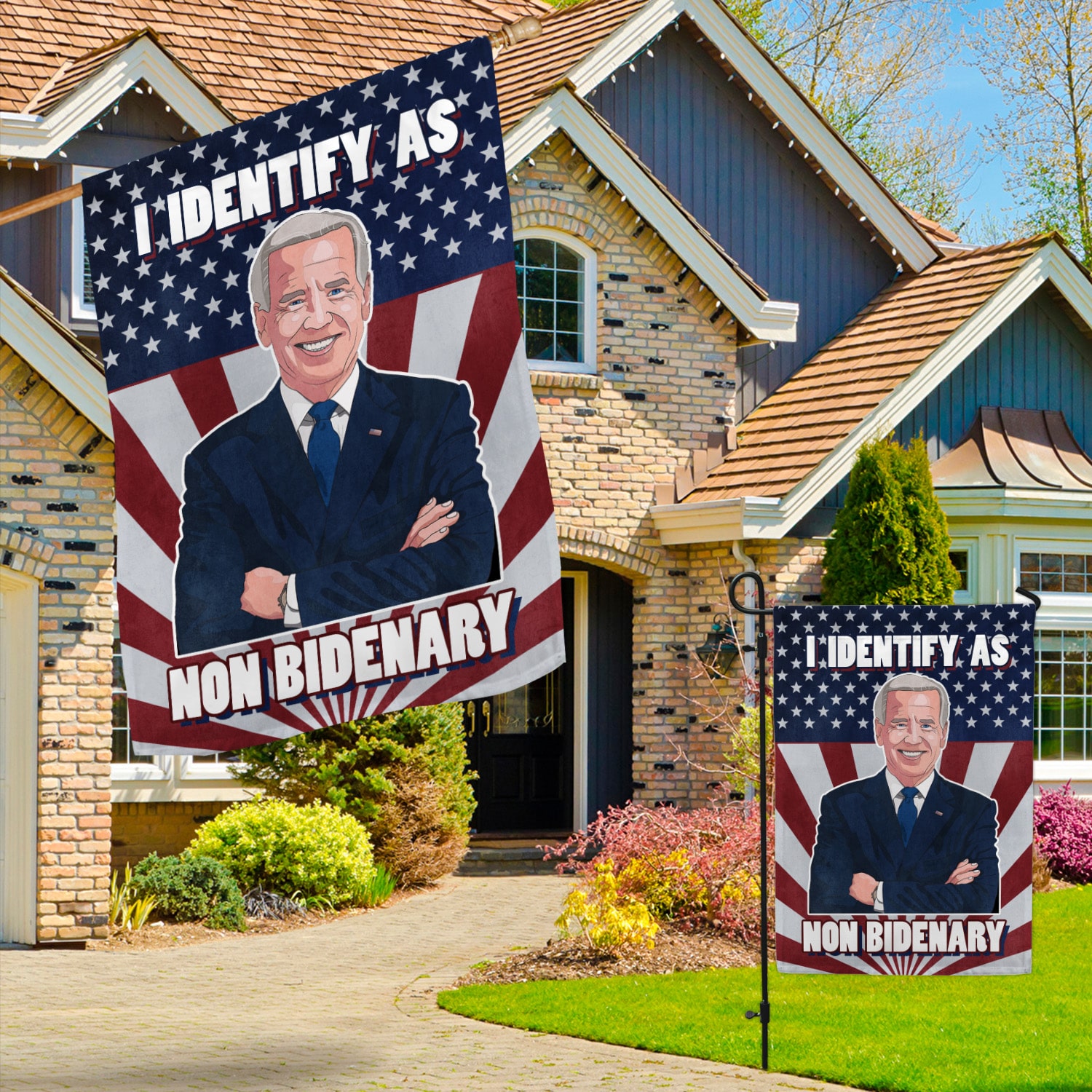 1O. Non Bidenary (30x40) Garden & House Mockup 3