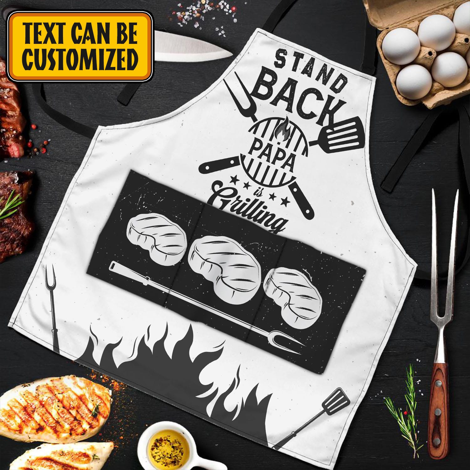 Personalized Aprons For Dad Stand Back Papa Is Grilling Funny Cooking