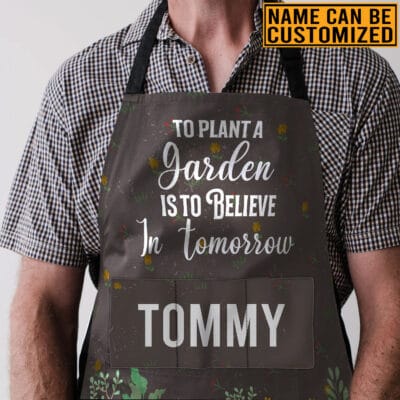 Alternative view of Personalized Gardening Gifts for Women to Plant a Gardens Is to Believes In Tomorrow Funny Apron With Three Pockets - Adjustable Neck Strap