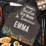Personalized Gardening Gifts for Women to Plant a Gardens Is to Believes In Tomorrow Funny Apron With Three Pockets - Adjustable Neck Strap