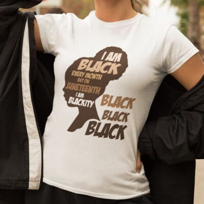 Alternative view of I Am Black Every Month But On Juneteenth Month T-Shirt - V-Neck Shirt Black Girl Pride